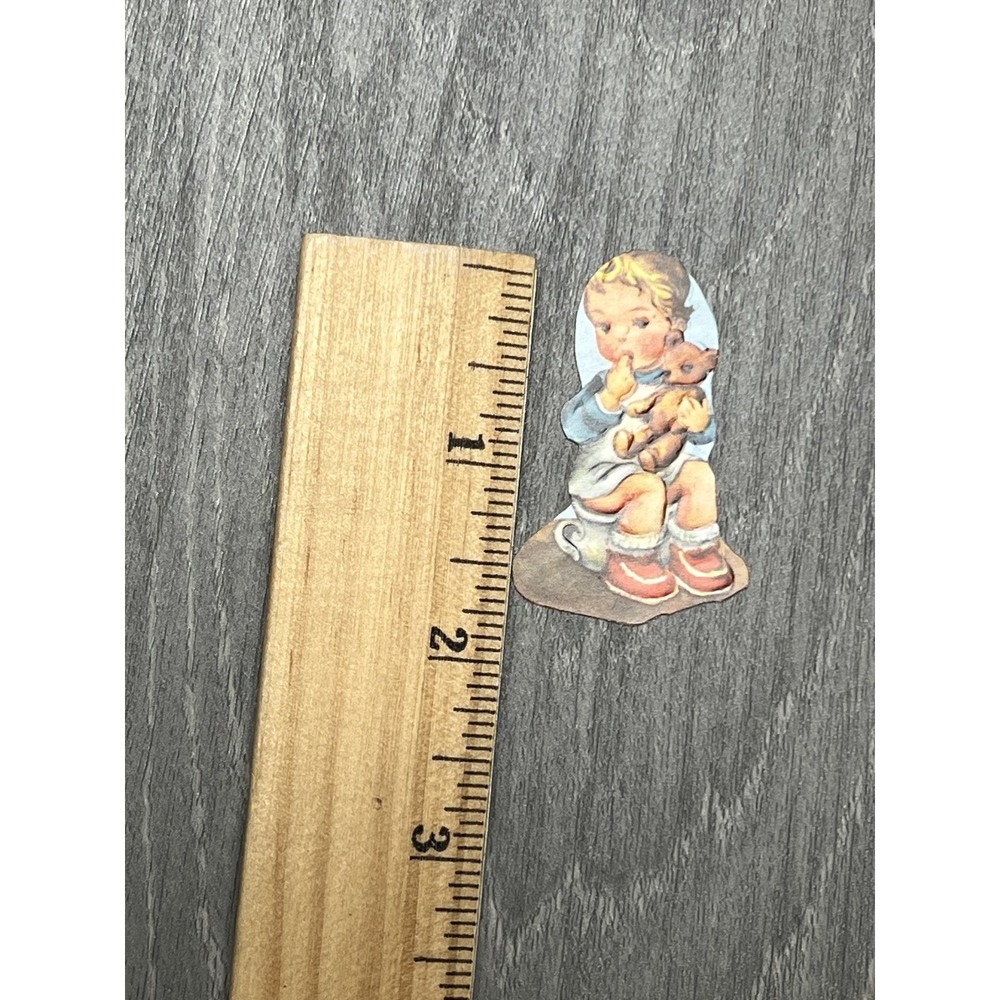 Vintage Die Cut Child w/Teddy Bear Scrap Ephemera Nostalgic Paper Art - Picture 3 of 4